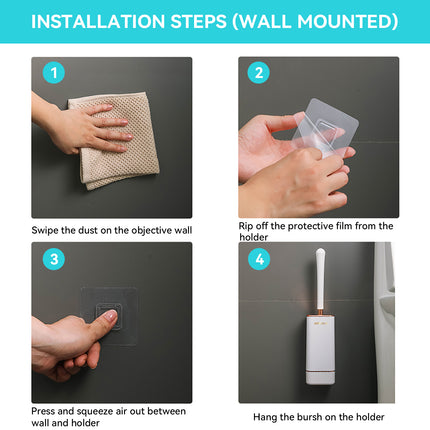 Ensemble élégant de brosse et de support de toilette en silicone - Solution de nettoyage de salle de bain moderne