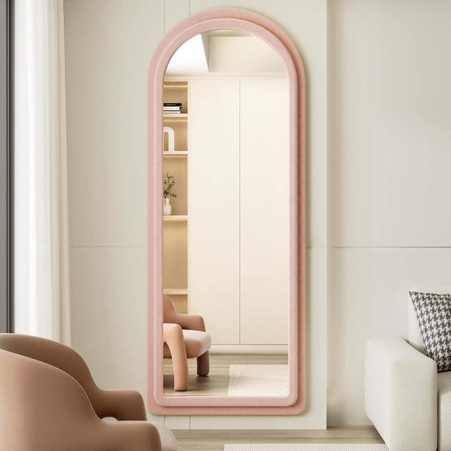 Miroir arqué pleine longueur avec cadre en flanelle