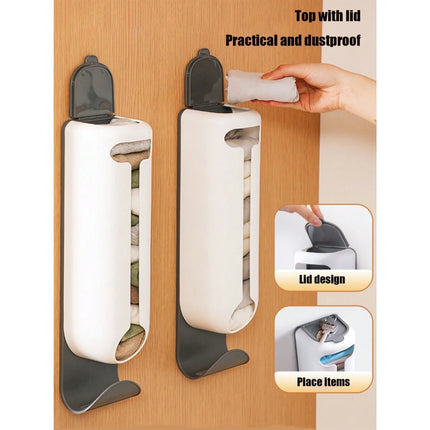 Innovador dispensador de bolsas de plástico para montar en la pared, organizador para la cocina y el hogar