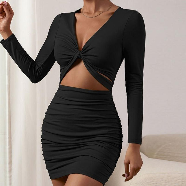 Vestido mini ajustado con volantes de otoño