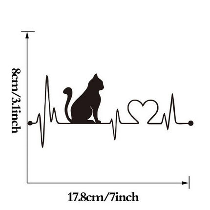 Cat Electrocardiogram Car Decal – Cute EKG Cat Cartoon Sticker for Vehicles & Home Decor - Wnkrs