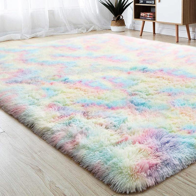 Tapis en peluche à dégradé de couleurs pour une décoration intérieure dynamique