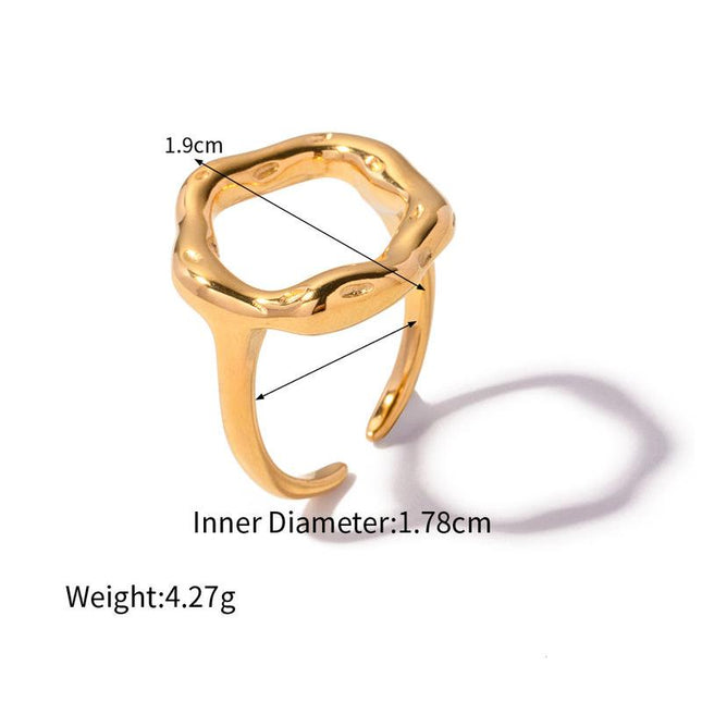 Bague géométrique en acier inoxydable plaqué or 18 carats pour femme