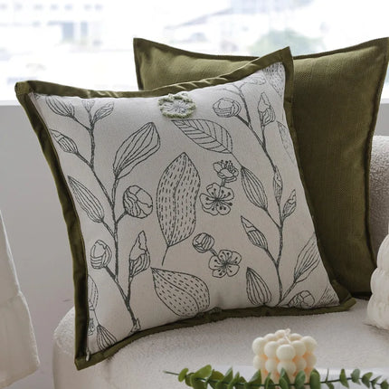 Elegante funda de almohada decorativa de jacquard verde