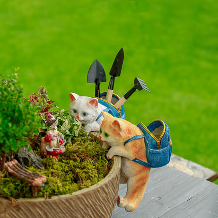 Statue de jardin en forme de sac à dos pour chat