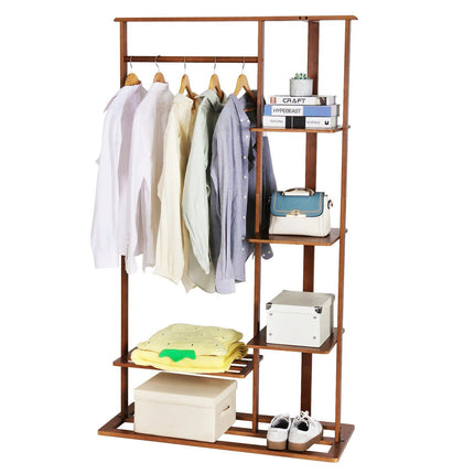 3-in-1 Bamboo Hall Tree, Clothes Rack with Shelves & Shoe Bench - Wnkrs