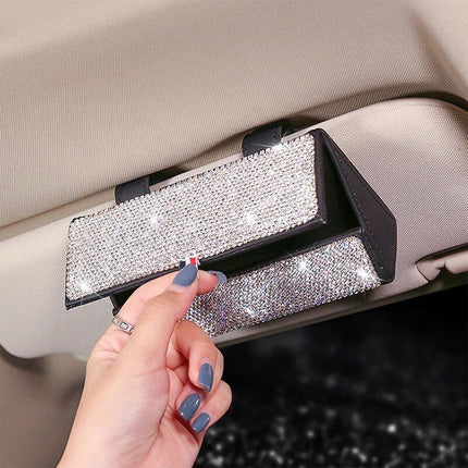 Luxurious Crystal Rhinestone Suede Leather Car Glasses Case - Wnkrs