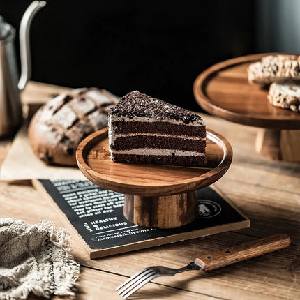 Présentoir à gâteaux et desserts créatif en bois d'acacia