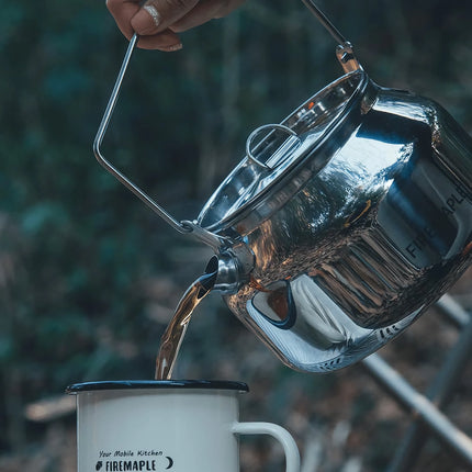 Hervidor de agua de acero inoxidable de 1,2 l para acampar y aventuras al aire libre