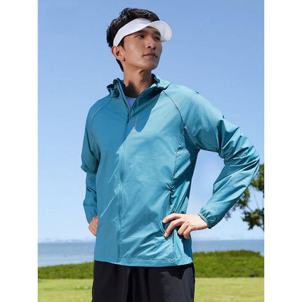 Chaqueta de running de verano con capucha y protección UV transpirable