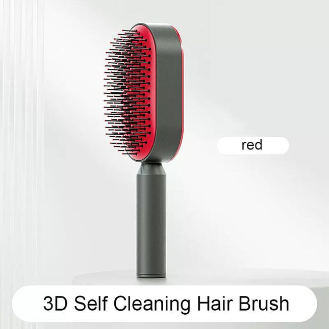 Brosse à cheveux autonettoyante en un clic avec massage à coussin d'air 3D