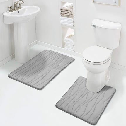 Ensemble de tapis de salle de bain en mousse à mémoire de forme - 2 pièces, coussinets de douche absorbants antidérapants