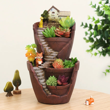 Jardinière en résine pour plantes succulentes de style ferme créatif - Décoration d'intérieur de jardin de fées