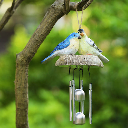 Charmant carillon à vent en résine en forme d'oiseaux pour décoration intérieure et extérieure