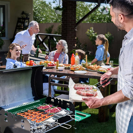 Panier à roulettes en acier inoxydable pour barbecue