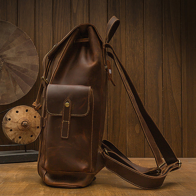 Mochila informal retro de cuero de Caballo Loco para hombre