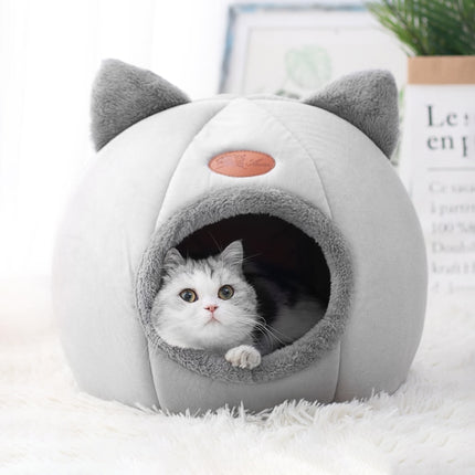 Cozy Cave Cat Bed - Winter Warmth Indoor Pet Nest for Cats and Small Dogs