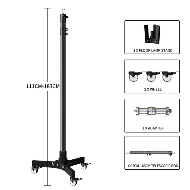 Multi-Purpose Photography Floor Light Stand with Casters and Adjustable Height - Wnkrs