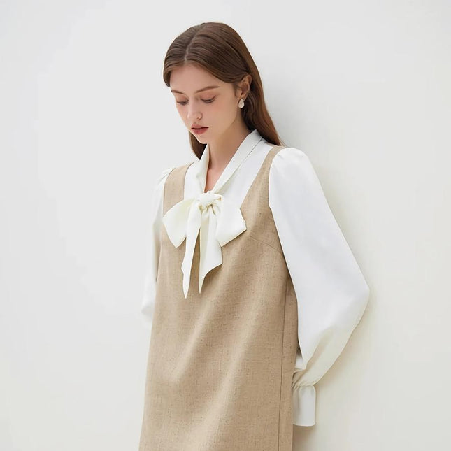 Robe fausse deux pièces de style français chic