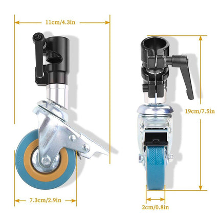 3Pcs Heavy Duty Swivel Caster Wheel Set for Photography C-Stand, 25MM - Wnkrs