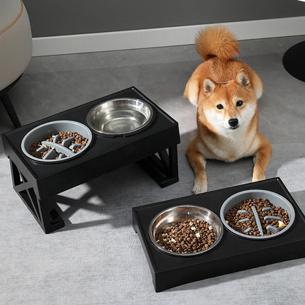 Cuencos elevados de acero inoxidable para mascotas con accesorios para cuencos de comida lenta