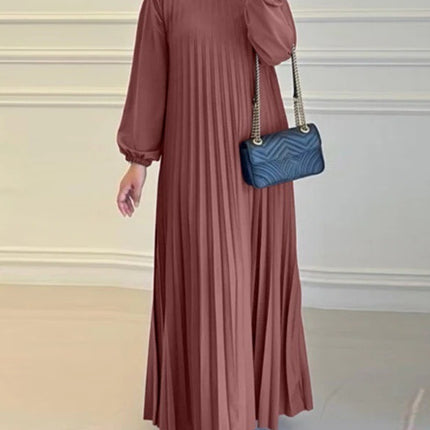 Women's Pleated Long Sleeve Dress