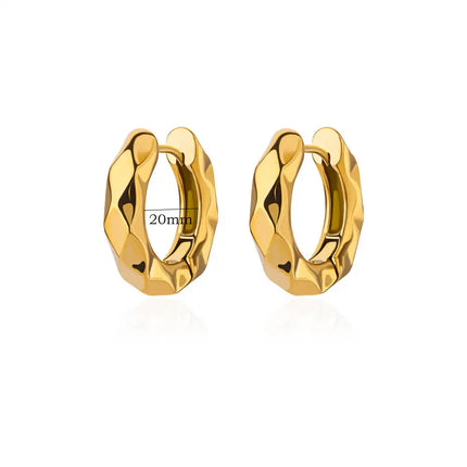 Stereo Round Gold Color Stainless Steel Earrings