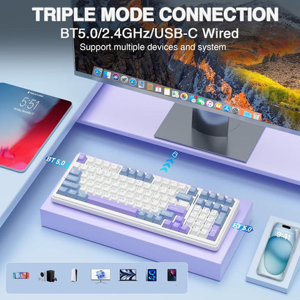 Teclado mecánico para juegos RGB con cable y Bluetooth inalámbrico