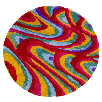 Tapis rond touffeté psychédélique coloré