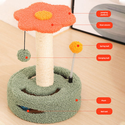 Cadre d'escalade compact pour chat avec griffoir en sisal et jouets interactifs