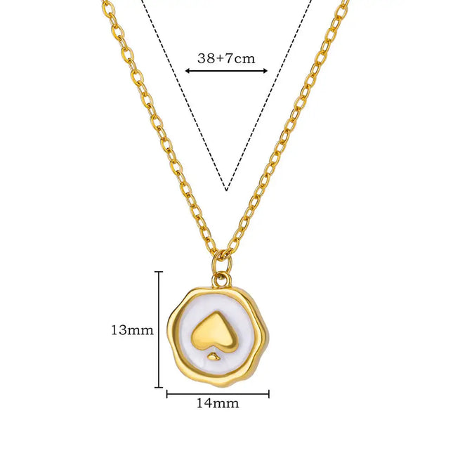 Collier avec pendentif en forme de cœur en or avec as de pique