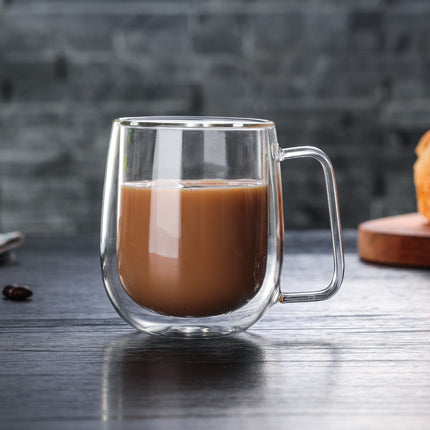 Taza de vidrio de borosilicato resistente al calor de doble pared