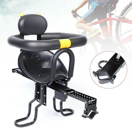 Child-Friendly Front Mount Bike Seat with Safety Harness and Foot Pedals for Kids - Wnkrs