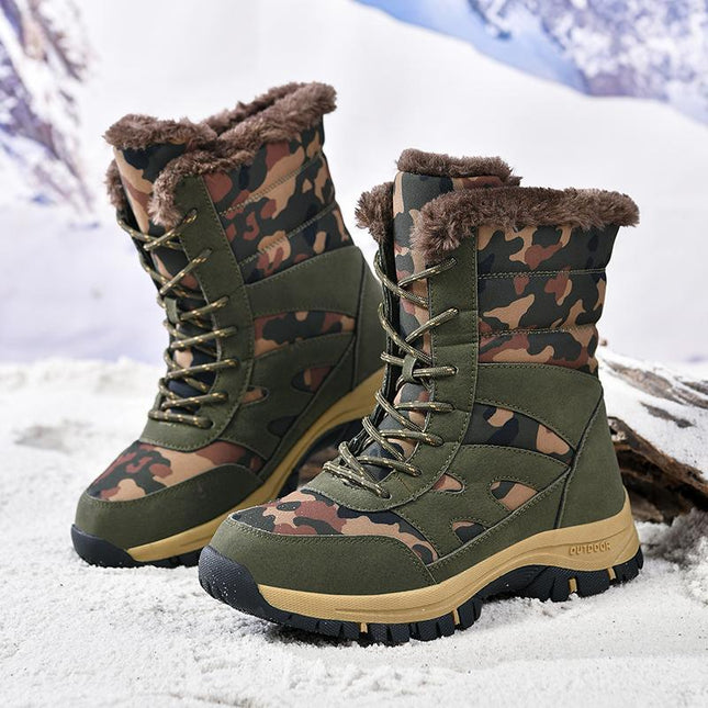 Botas de nieve para exteriores, de algodón, de caña alta y color verde militar y camuflaje