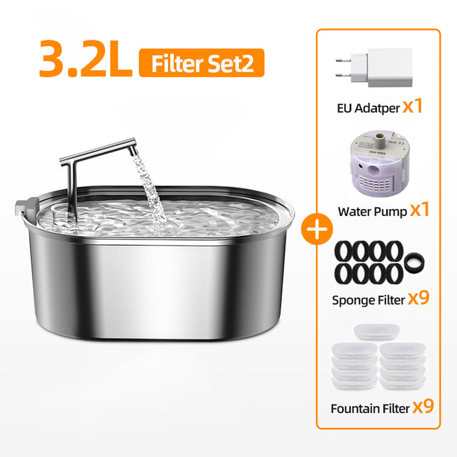 Fuente de agua automática para mascotas de acero inoxidable