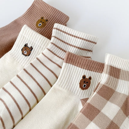 5 pares de calcetines tobilleros con forma de osito de peluche: calcetines cortos y cómodos