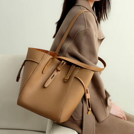 Sac à bandoulière de luxe en cuir véritable de grande capacité