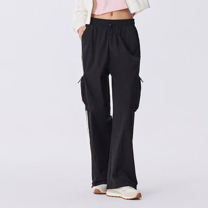 Pantalon large décontracté à taille élastique et cordon de serrage pour femme