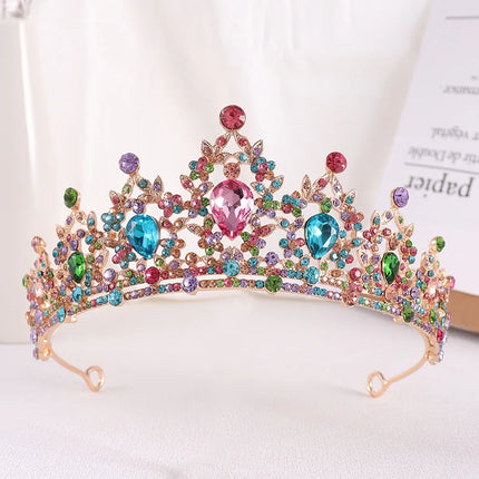 Tiara nupcial barroca de oro y cristal color champán