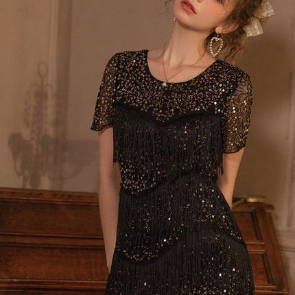 Dinner Party Gatsby Dress Sexy Nightclub Sequins Tassel Dancing Dress