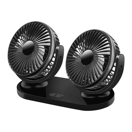 Ventilateur de voiture à double tête 12/24 V - Ventilateur de refroidissement USB réglable à 3 vitesses pour voiture