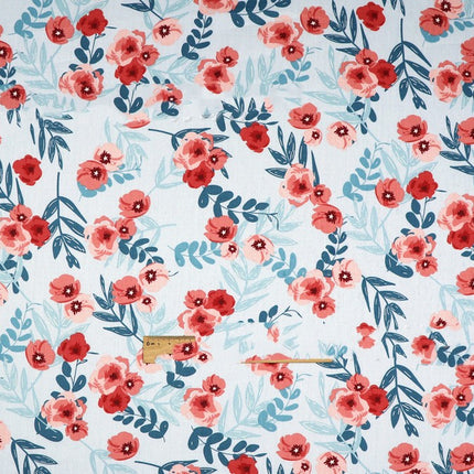 Plant Flowers Small Clear Floral Cotton Fabric - Wnkrs