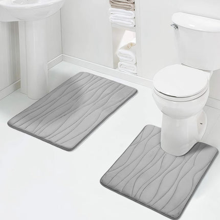 Ensemble de tapis de salle de bain en mousse à mémoire de forme - 2 pièces, coussinets de douche absorbants antidérapants