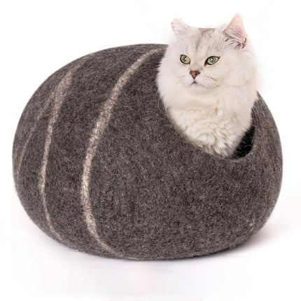 Premium Handmade Felt Cat Bed Cave 100% Merino Wool - Wnkrs