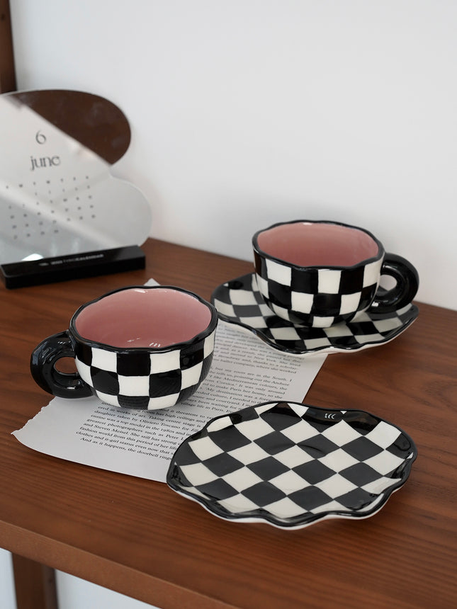 Black And White Checkerboard Mug Creative Net Red Mug - Wnkrs