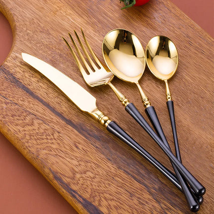 Luxury Black Gold Cutlery Set