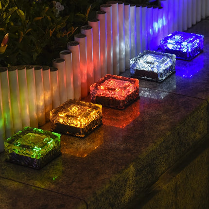 Luces LED para caminos de jardín alimentadas por energía solar: lámparas decorativas para exteriores con forma de cubitos de hielo