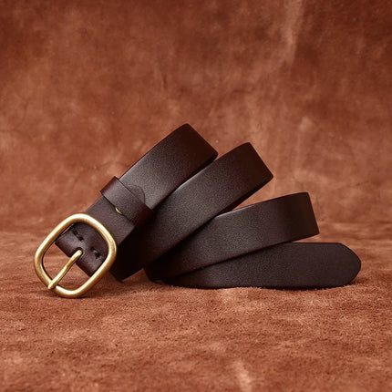 Ceinture tendance en cuir véritable pour femme de 2,8 cm - Boucle à ardillon vintage