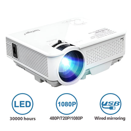 Miniproyector LED con compatibilidad Full HD para cine en casa y reproducción de medios portátiles