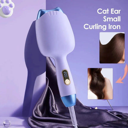 32mm Ceramic Cat Ear Dual-Barrel Hair Curler for Beach Waves - Wnkrs